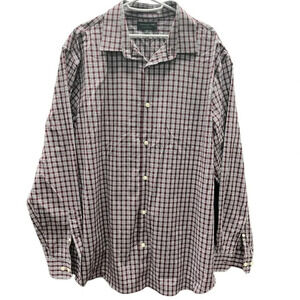 Banana Republic Mens Maroon Button Down Wrinkle Resistant Xl Striped Long Sleeve